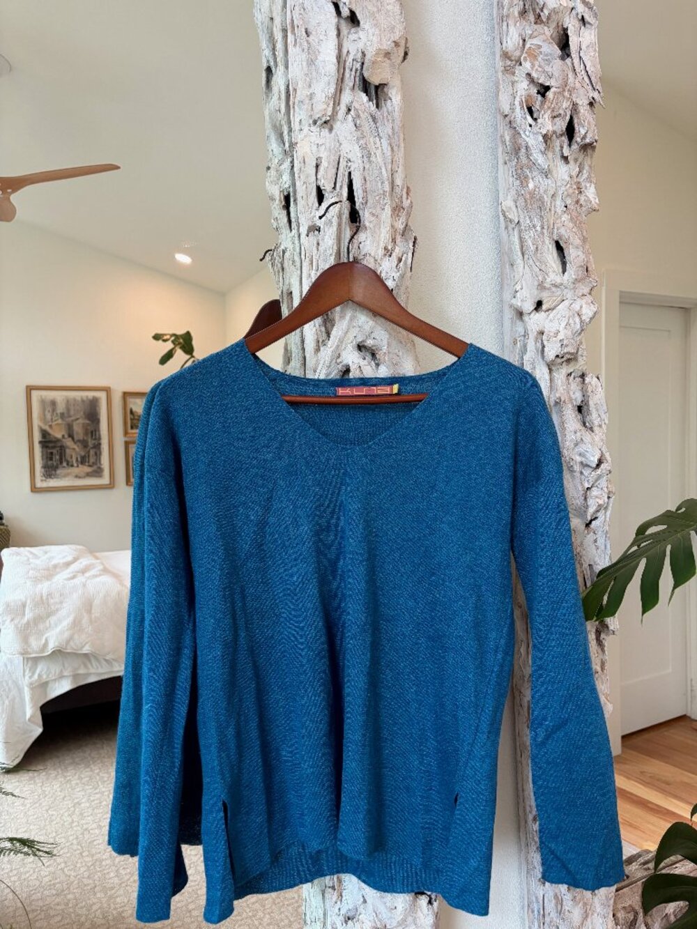Kuna Teal Blue Sweater from Alpaca Silk | Size S